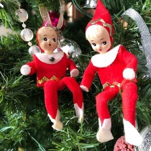 Vtg Paper Mache Face Pixie Elves